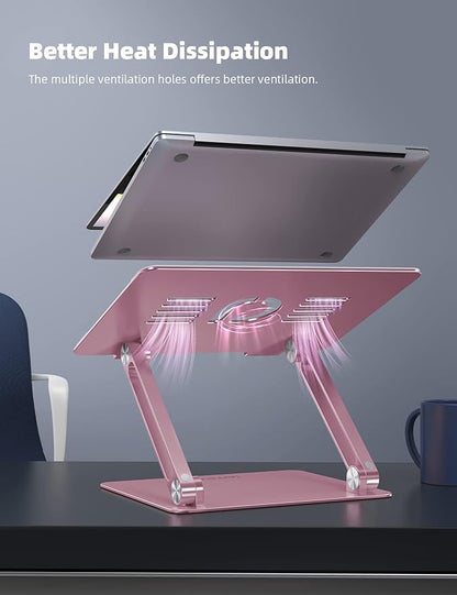 Lamicall Adjustable Laptop Stand, Portable Laptop Riser, Aluminum Laptop Stand for Desk Foldable, Ergonomic Computer Notebook Stand Holder for MacBook Air Pro, Dell XPS, HP (10 - 17.3'') - Pink | Stands - TrueDesk