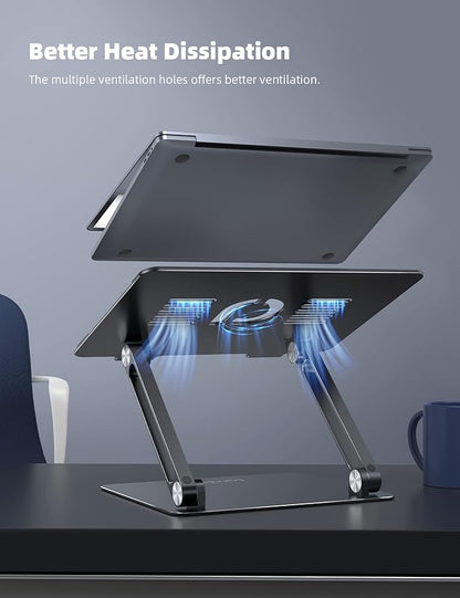 Lamicall Adjustable Laptop Stand, Portable Laptop Riser, Aluminum Laptop Stand for Desk Foldable, Ergonomic Computer Notebook Stand Holder for MacBook Air Pro, Dell XPS, HP (10 - 17.3'') - Black | Stands - TrueDesk