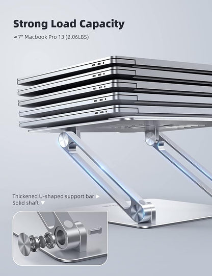 Lamicall Adjustable Laptop Stand, Portable Laptop Riser, Aluminum Laptop Stand for Desk Foldable, Ergonomic Computer Notebook Stand Holder for MacBook Air Pro, Dell XPS, HP (10 - 17.3'') Gift - Silver | Stands - TrueDesk