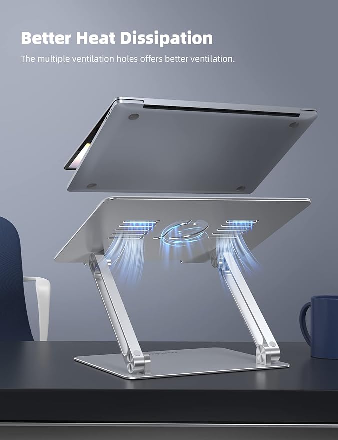 Lamicall Adjustable Laptop Stand, Portable Laptop Riser, Aluminum Laptop Stand for Desk Foldable, Ergonomic Computer Notebook Stand Holder for MacBook Air Pro, Dell XPS, HP (10 - 17.3'') Gift - Silver | Stands - TrueDesk