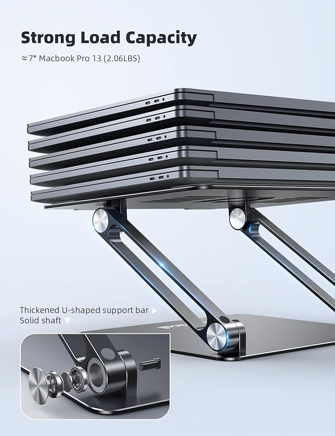Lamicall Adjustable Laptop Stand, Portable Laptop Riser, Aluminum Laptop Stand for Desk Foldable, Ergonomic Computer Notebook Stand Holder for MacBook Air Pro, Dell XPS, HP (10 - 17.3'') - Black | Stands - TrueDesk