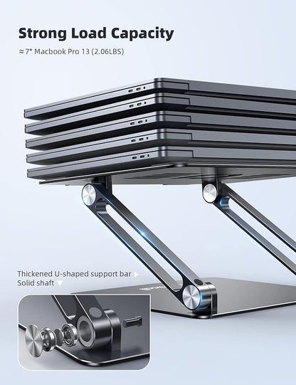 Lamicall Adjustable Laptop Stand, Portable Laptop Riser, Aluminum Laptop Stand for Desk Foldable, Ergonomic Computer Notebook Stand Holder for MacBook Air Pro, Dell XPS, HP (10 - 17.3'') - Black | Stands - TrueDesk