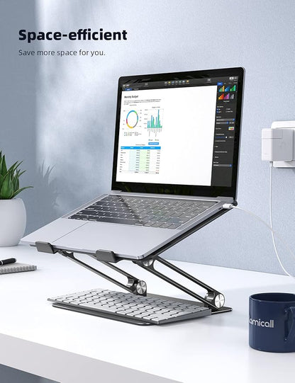 Lamicall Adjustable Laptop Stand, Portable Laptop Riser, Aluminum Laptop Stand for Desk Foldable, Ergonomic Computer Notebook Stand Holder for MacBook Air Pro, Dell XPS, HP (10 - 17.3'') - Black | Stands - TrueDesk