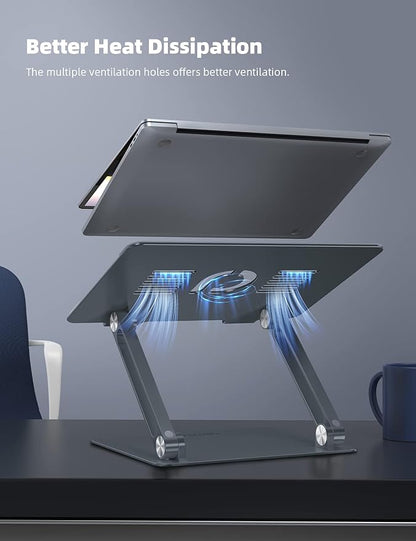 Lamicall Adjustable Laptop Stand, Portable Laptop Riser, Aluminum Laptop Stand for Desk Foldable, Ergonomic Computer Notebook Stand Holder for MacBook Air Pro, Dell XPS, HP (10 - 17.3'') - Grey | Stands - TrueDesk