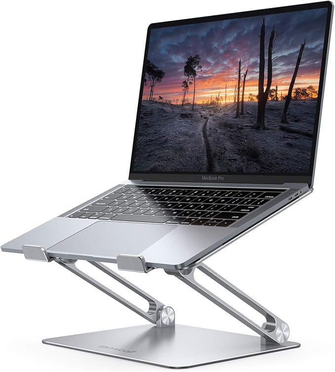 Lamicall Adjustable Laptop Stand, Portable Laptop Riser, Aluminum Laptop Stand for Desk Foldable, Ergonomic Computer Notebook Stand Holder for MacBook Air Pro, Dell XPS, HP (10 - 17.3'') Gift - Silver | Stands - TrueDesk