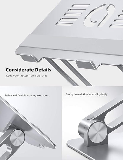 Lamicall Adjustable Laptop Stand, Portable Laptop Riser, Aluminum Laptop Stand for Desk Foldable, Ergonomic Computer Notebook Stand Holder for MacBook Air Pro, Dell XPS, HP (10 - 17.3'') Gift - Silver | Stands - TrueDesk