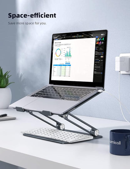 Lamicall Adjustable Laptop Stand, Portable Laptop Riser, Aluminum Laptop Stand for Desk Foldable, Ergonomic Computer Notebook Stand Holder for MacBook Air Pro, Dell XPS, HP (10 - 17.3'') - Grey | Stands - TrueDesk