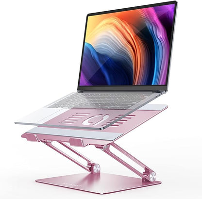 Lamicall Adjustable Laptop Stand, Portable Laptop Riser, Aluminum Laptop Stand for Desk Foldable, Ergonomic Computer Notebook Stand Holder for MacBook Air Pro, Dell XPS, HP (10 - 17.3'') - Pink | Stands - TrueDesk