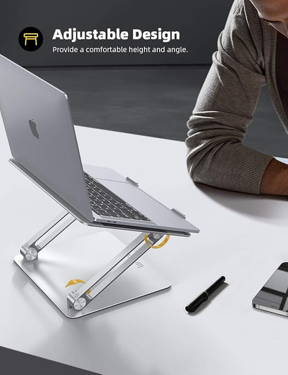 Lamicall Adjustable Laptop Stand, Portable Laptop Riser, Aluminum Laptop Stand for Desk Foldable, Ergonomic Computer Notebook Stand Holder for MacBook Air Pro, Dell XPS, HP (10 - 17.3'') Gift - Silver | Stands - TrueDesk