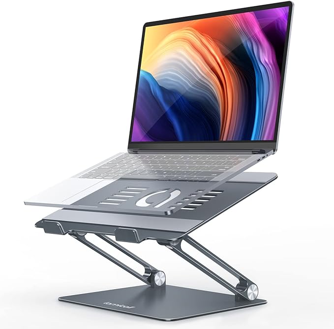 Lamicall Adjustable Laptop Stand, Portable Laptop Riser, Aluminum Laptop Stand for Desk Foldable, Ergonomic Computer Notebook Stand Holder for MacBook Air Pro, Dell XPS, HP (10 - 17.3'') - Grey | Stands - TrueDesk