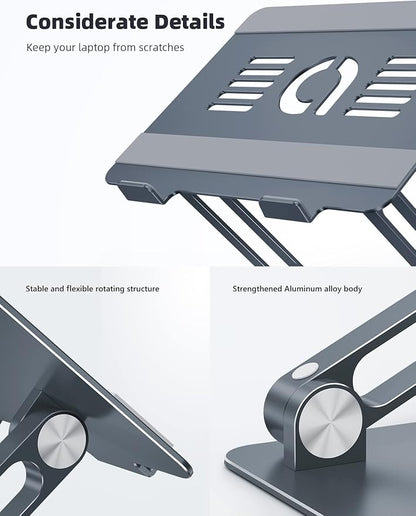 Lamicall Adjustable Laptop Stand, Portable Laptop Riser, Aluminum Laptop Stand for Desk Foldable, Ergonomic Computer Notebook Stand Holder for MacBook Air Pro, Dell XPS, HP (10 - 17.3'') - Grey | Stands - TrueDesk
