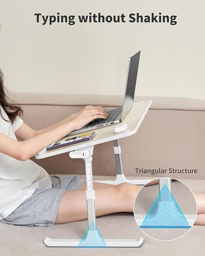 Laptop Desk for Bed, SAIJI Lap Desks Bed Trays for Eating Writing, Adjustable Computer Laptop Stand, Foldable Lap Table in Sofa and Couch（20.5x11.8 Teak | Lap Desks - TrueDesk