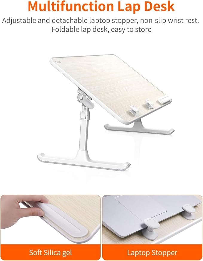 Laptop Desk for Bed, SAIJI Lap Desks Bed Trays for Eating Writing, Adjustable Computer Laptop Stand, Foldable Lap Table in Sofa and Couch（20.5x11.8 Teak | Lap Desks - TrueDesk