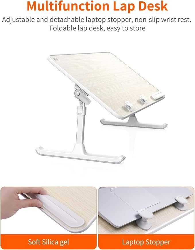 Laptop Desk for Bed, SAIJI Lap Desks Bed Trays for Eating Writing, Adjustable Computer Laptop Stand, Foldable Lap Table in Sofa and Couch（23.6 x 13Teak | Lap Desks - TrueDesk