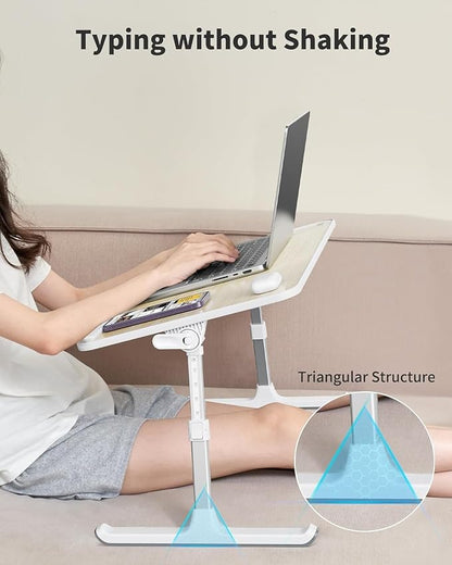 Laptop Desk for Bed, SAIJI Lap Desks Bed Trays for Eating Writing, Adjustable Computer Laptop Stand, Foldable Lap Table in Sofa and Couch（23.6 x 13Teak | Lap Desks - TrueDesk
