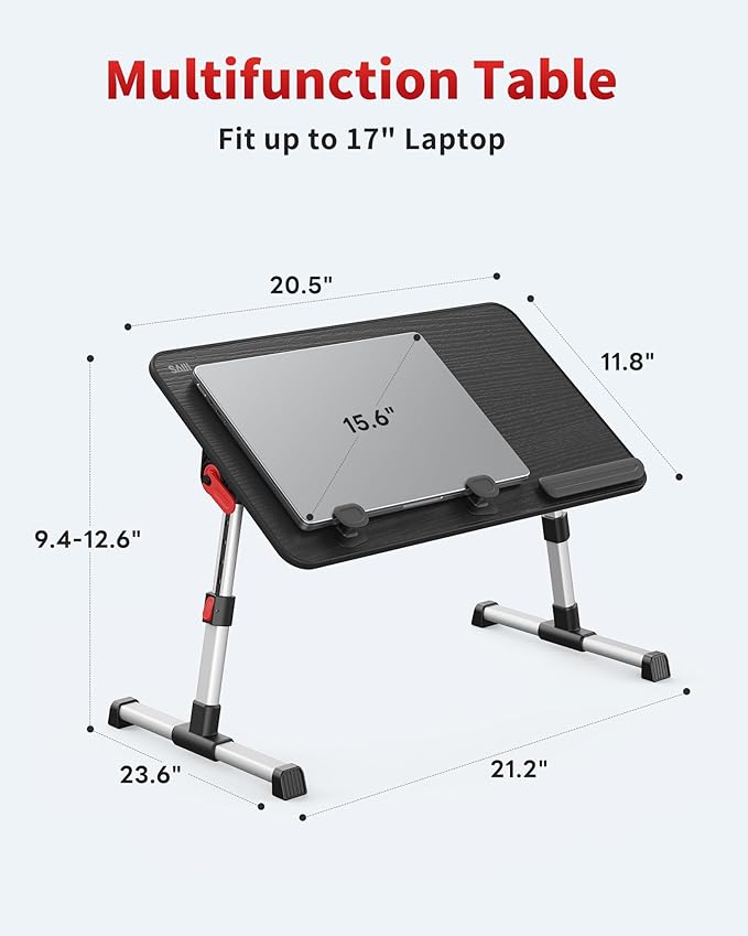 Laptop Desk Table, SAIJI Adjustable Laptop Stand, Portable Lap Desks with Foldable Legs, Notebook Standing Breakfast Tray Reading Desk for Sofa Couch Bed Floor (Black,Medium Size) | Lap Desks - TrueDesk