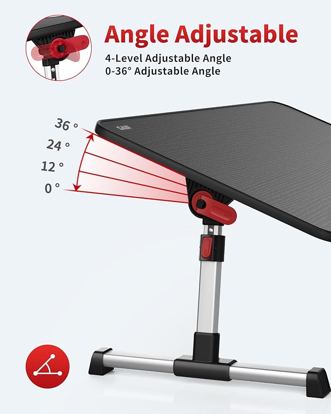 Laptop Desk Table, SAIJI Adjustable Laptop Stand, Portable Lap Desks with Foldable Legs, Notebook Standing Breakfast Tray Reading Desk for Sofa Couch Bed Floor (Black,Medium Size) | Lap Desks - TrueDesk