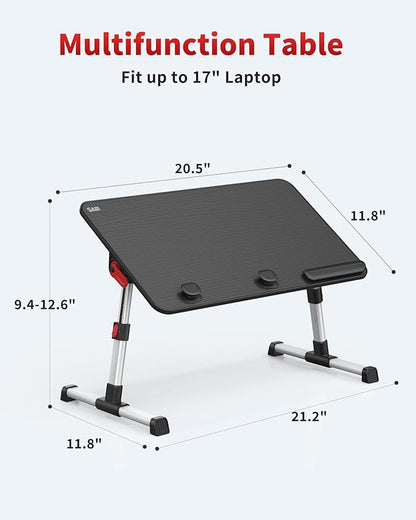 Laptop Desk Table, SAIJI Adjustable Laptop Stand, Portable Lap Desks with Foldable Legs, Notebook Standing Breakfast Tray Reading Desk for Sofa Couch Bed Floor (Black,Medium Size) | Lap Desks - TrueDesk