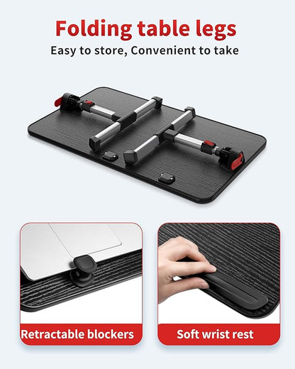 Laptop Desk Table, SAIJI Adjustable Laptop Stand, Portable Lap Desks with Foldable Legs, Notebook Standing Breakfast Tray Reading Desk for Sofa Couch Bed Floor (Black,Medium Size) | Lap Desks - TrueDesk