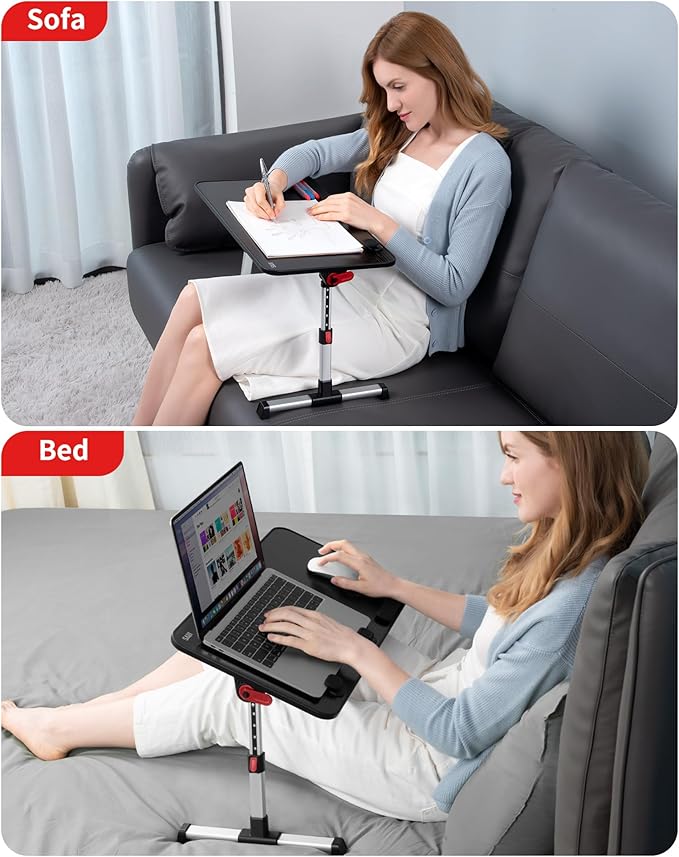 Laptop Desk Table, SAIJI Adjustable Laptop Stand, Portable Lap Desks with Foldable Legs, Notebook Standing Breakfast Tray Reading Desk for Sofa Couch Bed Floor (Black,Medium Size) | Lap Desks - TrueDesk