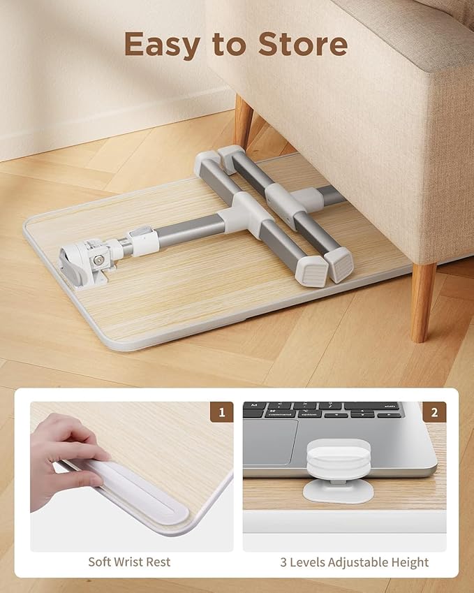 Laptop Desk Table, SAIJI Adjustable Laptop Stand, Portable Lap Desks with Foldable Legs, Notebook Standing Breakfast Tray Reading Desk for Sofa Couch Bed Floor (Teak,Medium Size) | Lap Desks - TrueDesk