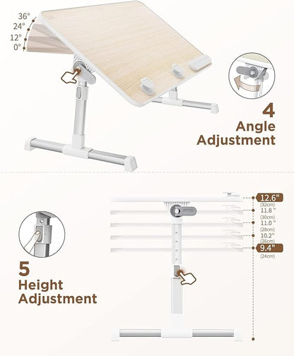 Laptop Desk Table, SAIJI Adjustable Laptop Stand, Portable Lap Desks with Foldable Legs, Notebook Standing Breakfast Tray Reading Desk for Sofa Couch Bed Floor (Teak,Medium Size) | Lap Desks - TrueDesk