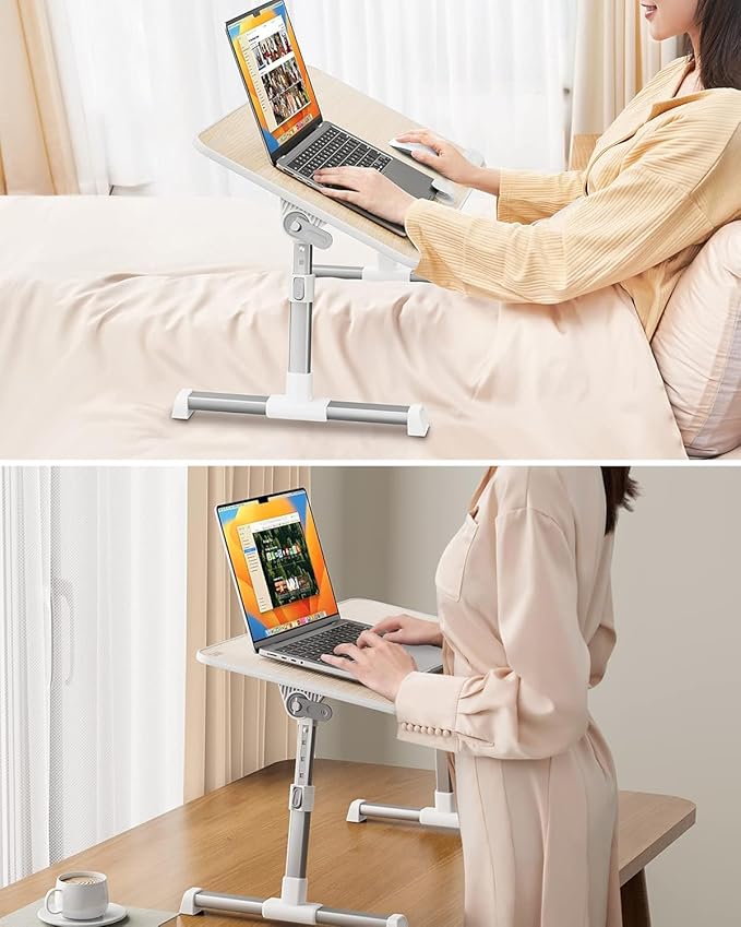Laptop Desk Table, SAIJI Adjustable Laptop Stand, Portable Lap Desks with Foldable Legs, Notebook Standing Breakfast Tray Reading Desk for Sofa Couch Bed Floor (Teak,Medium Size) | Lap Desks - TrueDesk