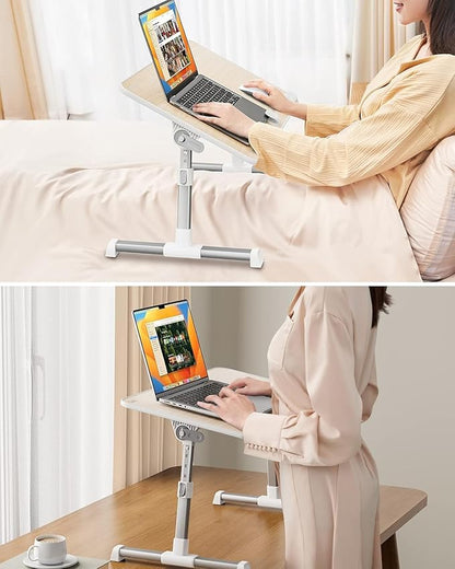 Laptop Desk Table, SAIJI Adjustable Laptop Stand, Portable Lap Desks with Foldable Legs, Notebook Standing Breakfast Tray Reading Desk for Sofa Couch Bed Floor (Teak,Medium Size) | Lap Desks - TrueDesk