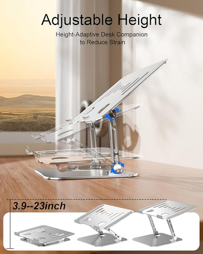Laptop Stand for Desk Adjustable Computer Stand Foldable Laptop Riser Notebook Holder Adjustable Height for MacBook PC Computer Notebook Office Desk Accessories 10 - 17 Inch | Stands - TrueDesk
