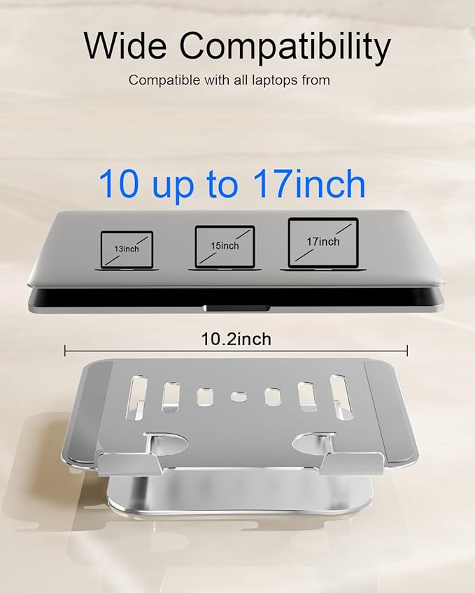 Laptop Stand for Desk Adjustable Computer Stand Foldable Laptop Riser Notebook Holder Adjustable Height for MacBook PC Computer Notebook Office Desk Accessories 10 - 17 Inch | Stands - TrueDesk