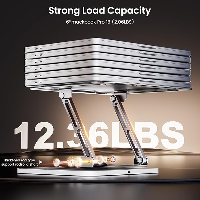 Laptop Stand for Desk, Adjustable Computer Stand with 360° Rotating Base, Ergonomic Laptop Riser for Collaborative Work, Foldable & Portable Laptop Stand, fits for All 10 - 16" Laptops (RGB - Gray) | Stands - TrueDesk