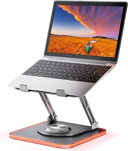 Laptop Stand for Desk, Adjustable Computer Stand with 360° Rotating Base, Ergonomic Laptop Riser for Collaborative Work, Foldable & Portable Laptop Stand, fits for All 10 - 16" Laptops (RGB - Gray) | Stands - TrueDesk