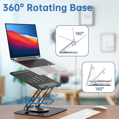 Laptop Stand for Desk Adjustable Computer Stand with 360 Rotating Base Ergonomic Laptop Riser Mount for Desk Foldable Protable Computer Desk Fits with MacBook Pro Air, | Stands - TrueDesk