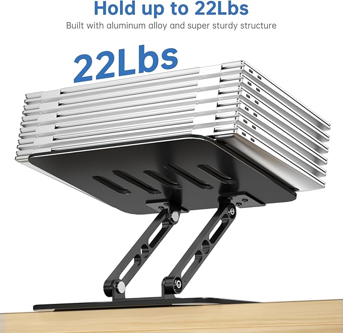 Laptop Stand for Desk Adjustable Computer Stand with 360 Rotating Base Ergonomic Laptop Riser Mount for Desk Foldable Protable Computer Desk Fits with MacBook Pro Air, Black | Stands - TrueDesk