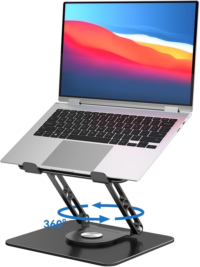 Laptop Stand for Desk Adjustable Computer Stand with 360 Rotating Base Ergonomic Laptop Riser Mount for Desk Foldable Protable Computer Desk Fits with MacBook Pro Air, | Stands - TrueDesk