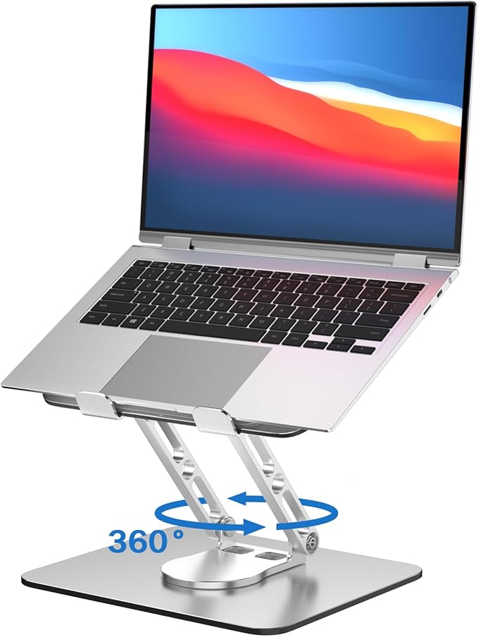 Laptop Stand for Desk Adjustable Computer Stand with 360 Rotating Base Ergonomic Laptop Riser Mount for Desk Foldable Protable Computer Desk Fits with MacBook Pro Air, Rectangle | Stands - TrueDesk