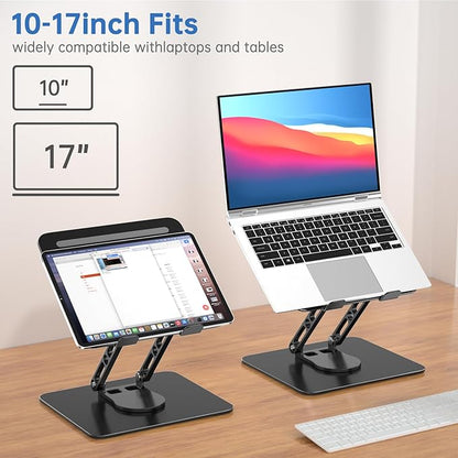 Laptop Stand for Desk Adjustable Computer Stand with 360 Rotating Base Ergonomic Laptop Riser Mount for Desk Foldable Protable Computer Desk Fits with MacBook Pro Air, Black | Stands - TrueDesk