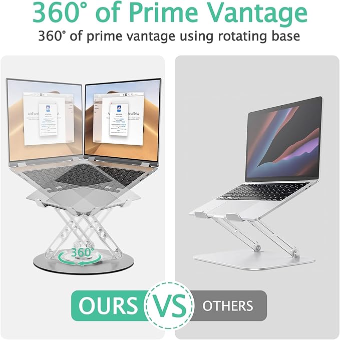 Laptop Stand for Desk Adjustable Computer Stand with 360 Rotating Base Ergonomic Laptop Riser Mount for Desk Foldable Protable Computer Desk Fits with MacBook Pro Air, Round | Stands - TrueDesk