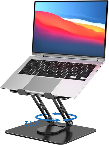 Laptop Stand for Desk Adjustable Computer Stand with 360 Rotating Base Ergonomic Laptop Riser Mount for Desk Foldable Protable Computer Desk Fits with MacBook Pro Air, Black | Stands - TrueDesk