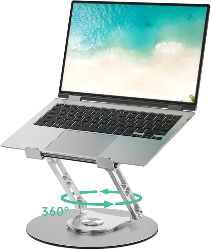 Laptop Stand for Desk Adjustable Computer Stand with 360 Rotating Base Ergonomic Laptop Riser Mount for Desk Foldable Protable Computer Desk Fits with MacBook Pro Air, Round | Stands - TrueDesk