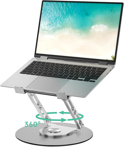 Laptop Stand for Desk Adjustable Computer Stand with 360 Rotating Base Ergonomic Laptop Riser Mount for Desk Foldable Protable Computer Desk Fits with MacBook Pro Air, Round | Stands - TrueDesk