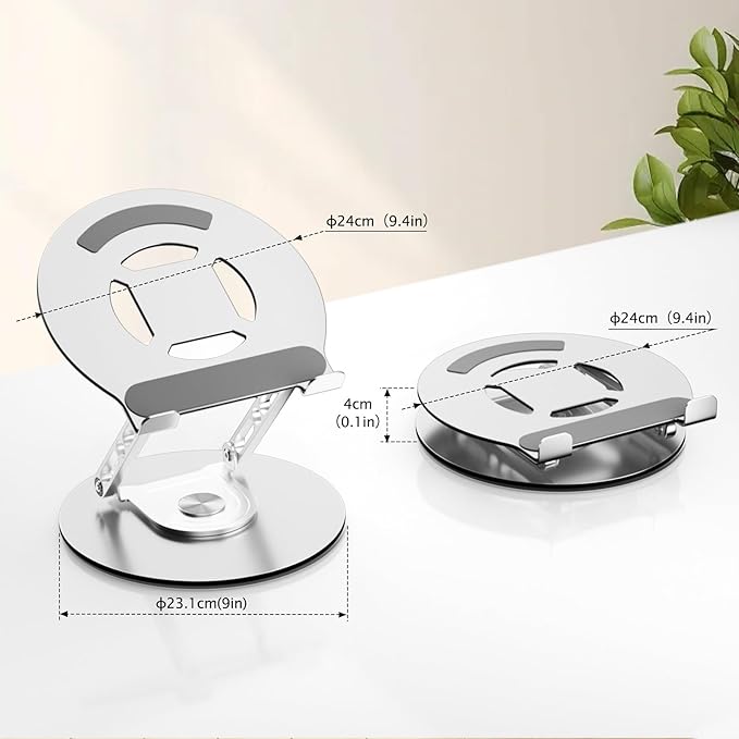 Laptop Stand for Desk Adjustable Computer Stand with 360 Rotating Base Ergonomic Laptop Riser Mount for Desk Foldable Protable Computer Desk Fits with MacBook Pro Air, Round | Stands - TrueDesk