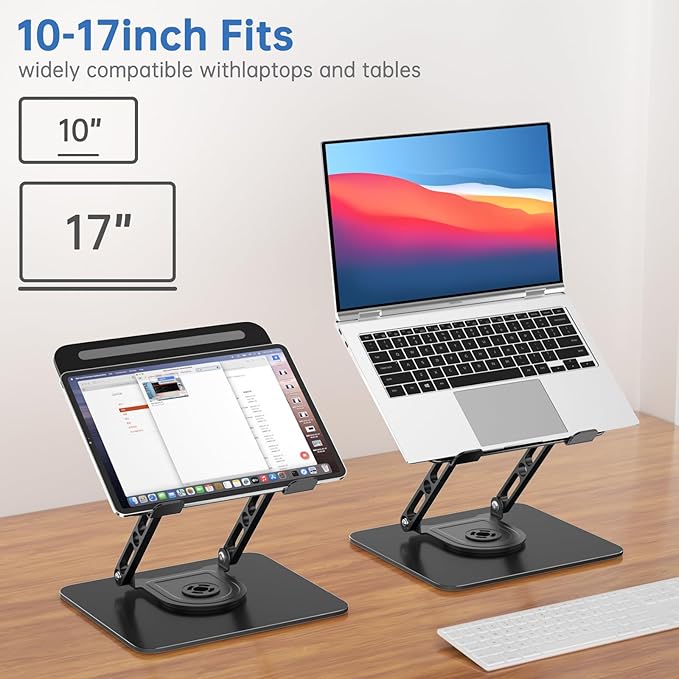 Laptop Stand for Desk Adjustable Computer Stand with 360 Rotating Base Ergonomic Laptop Riser Mount for Desk Foldable Protable Computer Desk Fits with MacBook Pro Air, | Stands - TrueDesk