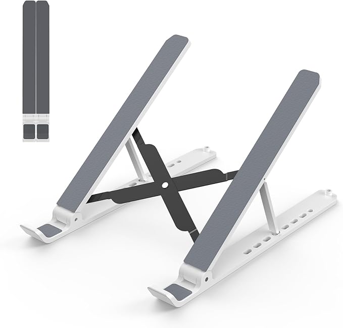 Laptop Stand for Desk, Adjustable Laptop Riser Foldable Portable Laptop Holder, Ventilated Cooling Notebook Stand for 10 - 15.6” Laptop,Tablet - White | Mounts - TrueDesk