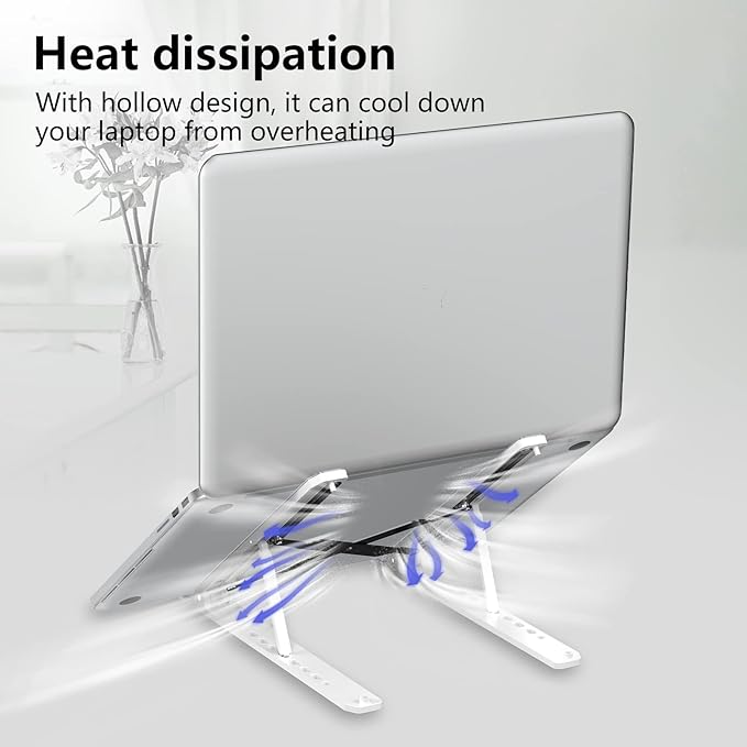 Laptop Stand for Desk, Adjustable Laptop Riser Foldable Portable Laptop Holder, Ventilated Cooling Notebook Stand for 10 - 15.6” Laptop,Tablet - White | Mounts - TrueDesk