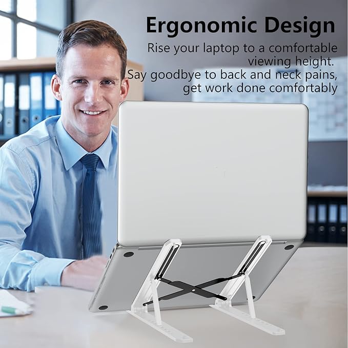 Laptop Stand for Desk, Adjustable Laptop Riser Foldable Portable Laptop Holder, Ventilated Cooling Notebook Stand for 10 - 15.6” Laptop,Tablet - White | Mounts - TrueDesk