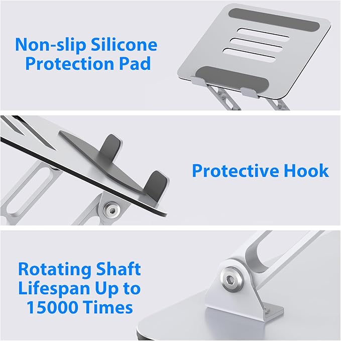 Laptop Stand for Desk, Adjustable Laptop Riser, Metal Foldable Computer Stand Holder Portable Notebook Mount, Ventilated Cooling Printer Stand Compatible with 10 - 15.6” Laptops | Stands - TrueDesk