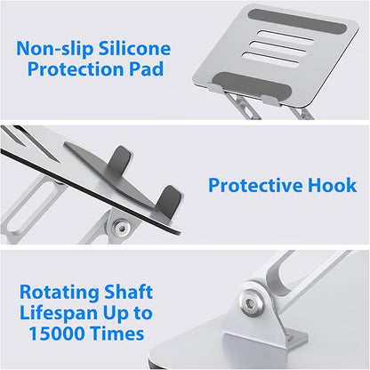 Laptop Stand for Desk, Adjustable Laptop Riser, Metal Foldable Computer Stand Holder Portable Notebook Mount, Ventilated Cooling Printer Stand Compatible with 10 - 15.6” Laptops | Stands - TrueDesk