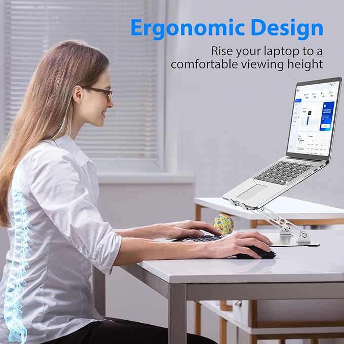 Laptop Stand for Desk, Adjustable Laptop Riser, Metal Foldable Computer Stand Holder Portable Notebook Mount, Ventilated Cooling Printer Stand Compatible with 10 - 15.6” Laptops | Stands - TrueDesk