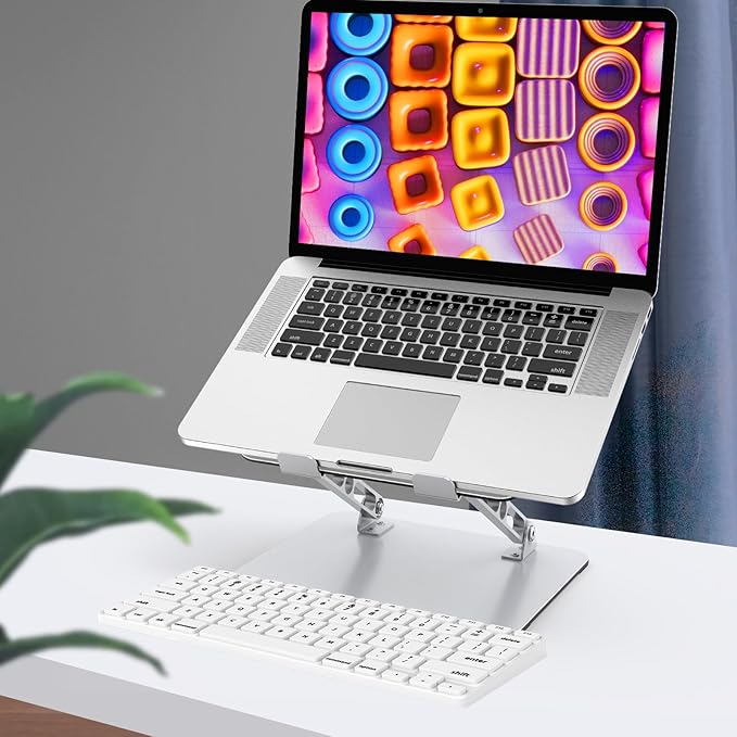Laptop Stand for Desk, Adjustable Laptop Riser, Metal Foldable Computer Stand Holder Portable Notebook Mount, Ventilated Cooling Printer Stand Compatible with 10 - 15.6” Laptops | Stands - TrueDesk